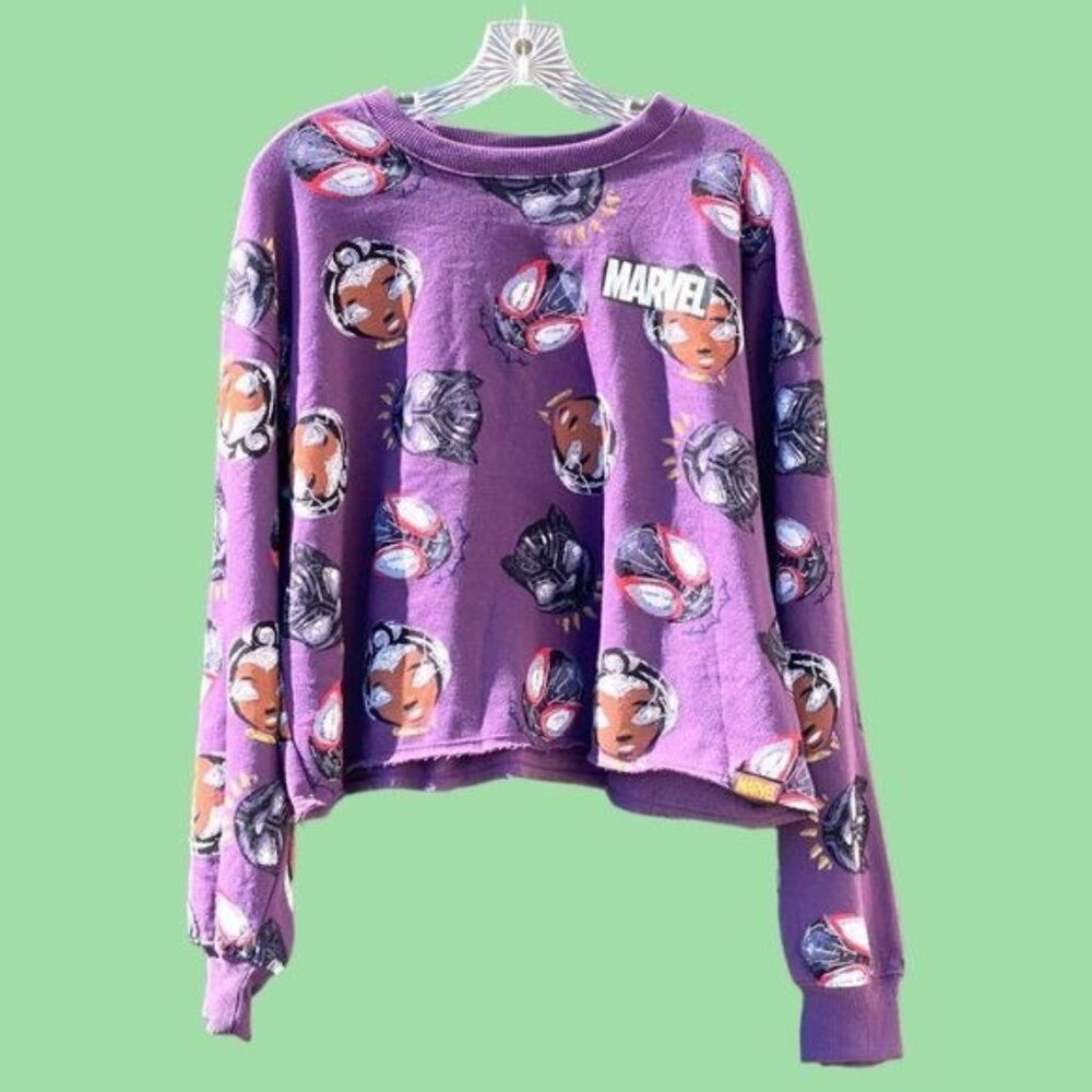 Marvel Black Panther Womens cropped top Purple Sweatshirt 2XL